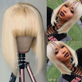 Blonde Bob Wigs - Wigs with Bangs - High Quality - Wigs for Sale - Brazilian Human Hair Wigs - Short Wigs - Lace Front - Remy Hair
