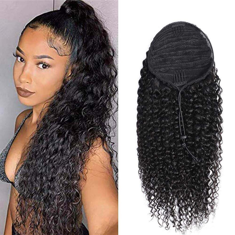 Jerry Curl Ponytail Extension - High Quality - Ponytail Extension for Sale - Brazilian Human Hair - Long Wig - Natural Black Color - Remy Hair - Wigs for Sale