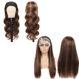 Headband Wig - Piano Highlights - High Quality - Long Wig - Brazilian Remy Hair - Heat Friendly - Human Hair Wigs - Body Wave - Straight