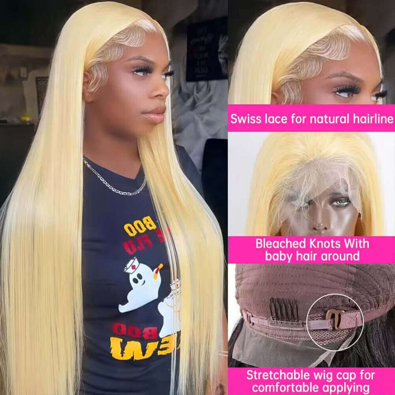 Straight Wig - Blonde - High Quality - Wig for Sale - Remy Hair - Long Wig - Brazilian Hair - Human Hair Wig - Average Cap Size 
