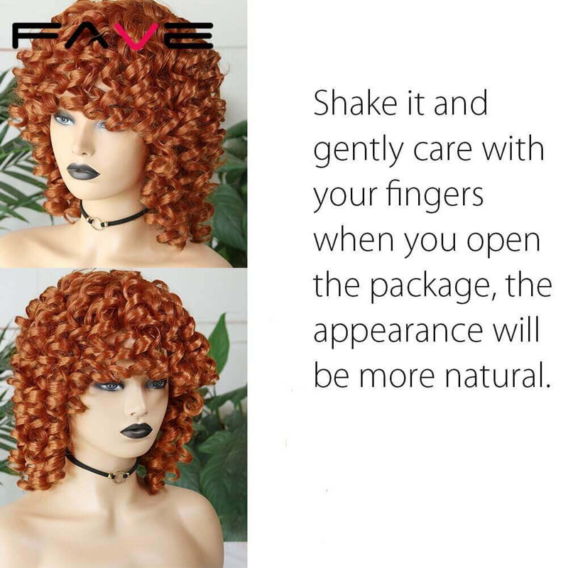 Afro Curly Wigs - High Quality - Wigs for Sale - Vibrant Hue Wigs - Short Wigs - Best Human Hair Wigs - Synthetic Wigs - Orange Wigs - Black Wigs