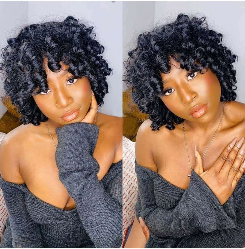 Funmi Curly Wig - Natural Color - High Quality - Wig for Sale - Remy Hair - Short Wig - Brazilian Hair - Human Hair Wig - Average Cap Size 