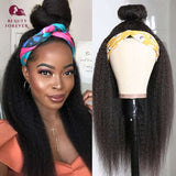 Kinky Straight - Headband Wigs - High Quality - Wigs for Sale - Brazilian Hair - V/U Part Wigs - Natural Color - 12" to 26" Inches Wigs - Human Hair Wigs