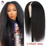 Kinky Straight - Headband Wigs - High Quality - Wigs for Sale - Brazilian Hair - V/U Part Wigs - Natural Color - 12" to 26" Inches Wigs - Human Hair Wigs