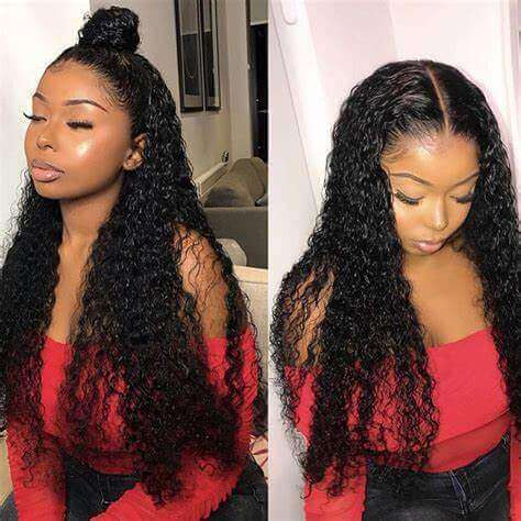 Water Wave Wigs - Black Wigs - High Quality - Wigs for Sale - Brazilian Human Hair Wigs - Long Wigs - Lace Front - Remy Hair