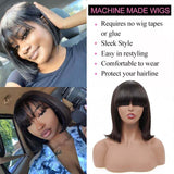 Straight Wig - Wig with Bangs - High Quality - Wig for Sale - Remy Hair - Short Wig - Natural Color - Human Hair Wigs - Bob Wig 