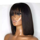 Straight Wig - Wig with Bangs - High Quality - Wig for Sale - Remy Hair - Short Wig - Natural Color - Human Hair Wigs - Bob Wig 