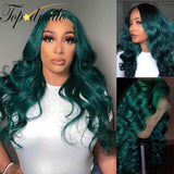 Body Wave Wig - High Quality - Wig for Sale - Remy Hair - Best Human Hair Wig - Natural Looking Wig - Green Color - Brazilian Hair - Long Wig
