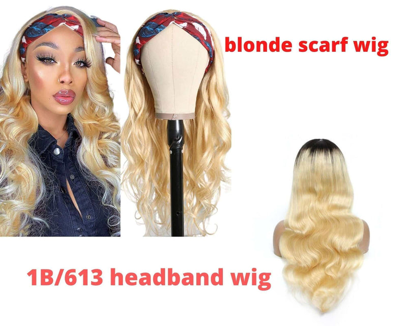  Body Wave - Headband - Blonde Human Hair Wigs - Wavy wigs - Long Wigs - Blonde Wig - Wig Colors