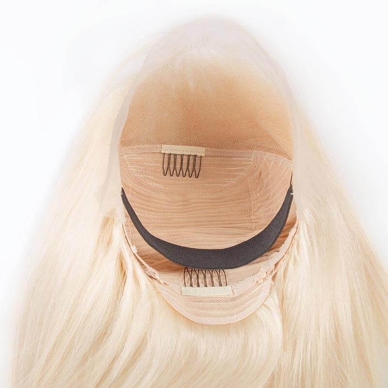 Straight Wig - Lace Frontal 4x4 Closure - Human Hair Wigs - Remy Hair Grade - Swiss Lace Base Material - high quality wigs - Pre Plucked Natural Hair Line - Blonde Wigs - Wigs with Bangs