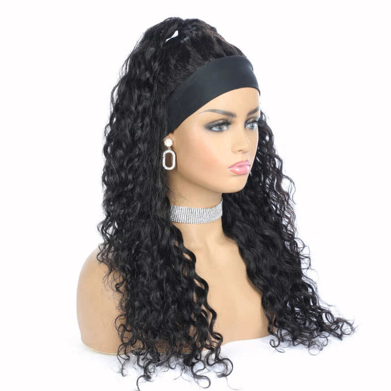 Water Wave - Scarf Hair Wig - High Quality - Wig for Sale - Brazilian Hair - Remy Hair - Natural Black Color - 8" to 30" Inches Wig - Human Hair Wig