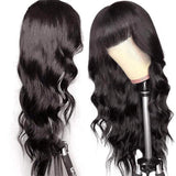 Body Wave Wigs - Wigs with Bangs - High Quality - Wigs for Sale - Brazilian Human Hair Wigs - Short Wigs - Natural Black Color - Remy Hair