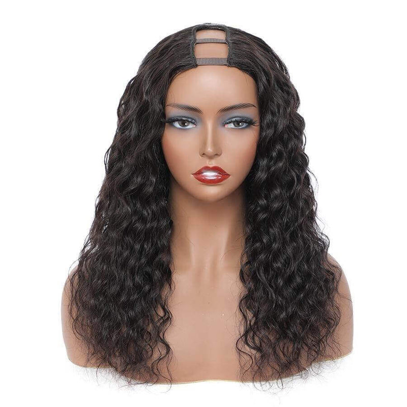 Remy Hair Wig - Water Wave Wig - High Quality - Wig for Sale - Natural Human Hair - Best Human Hair Wig - Natural Black Color - Heat Friendly - U Part Wig