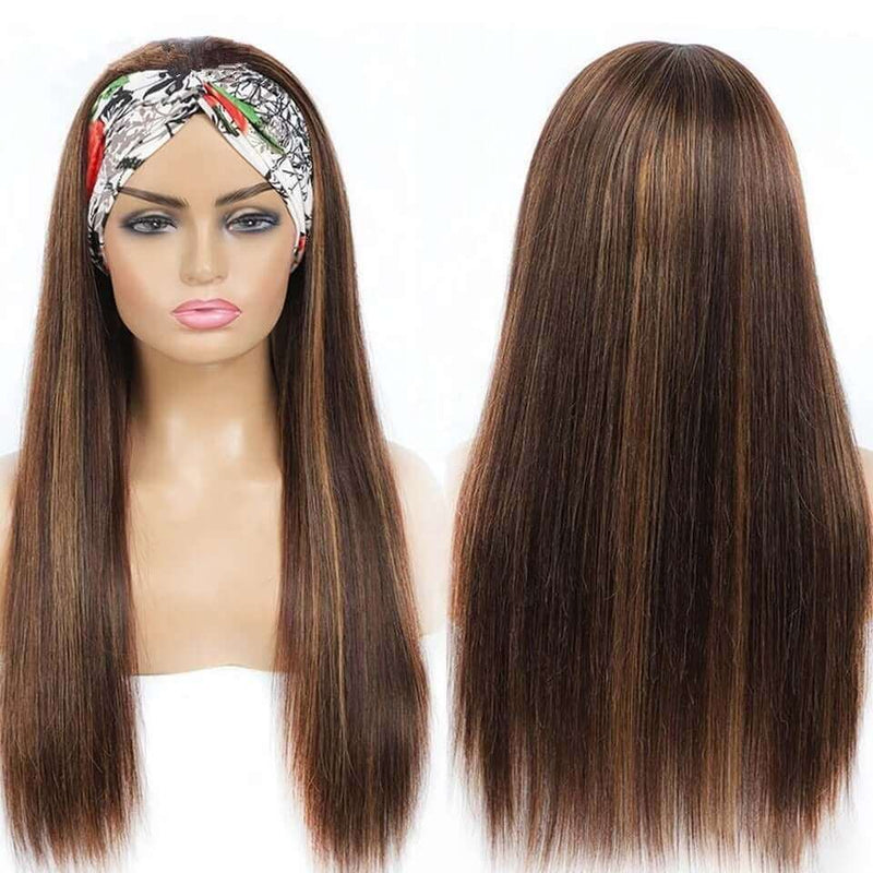 Headband Wig - Piano Highlights - High Quality - Long Wig - Brazilian Remy Hair - Heat Friendly - Human Hair Wigs - Body Wave - Straight