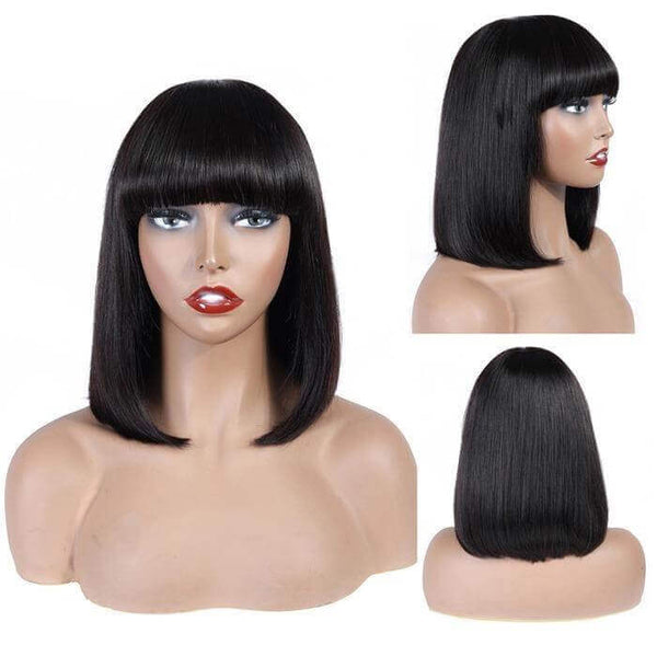Straight Wig - Wig with Bangs - High Quality - Wig for Sale - Remy Hair - Short Wig - Brazilian Hair - Human Hair Wigs - Bob Wig 
