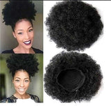 Afro Bun Wig - High Quality - Wig for Sale - Hair Accessory - Best Human Hair Wig - Drawstring Afro Ponytail - Black Wig - Brazilian Hair