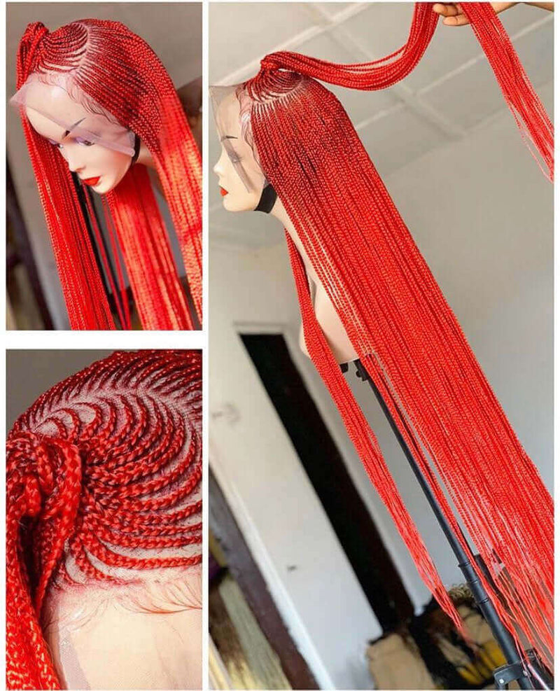 Mini Braids Wig - Long Wig - High Quality - Glueless - 30" - 360 Frontal - Best Human Hair Wig - Bleached Knots