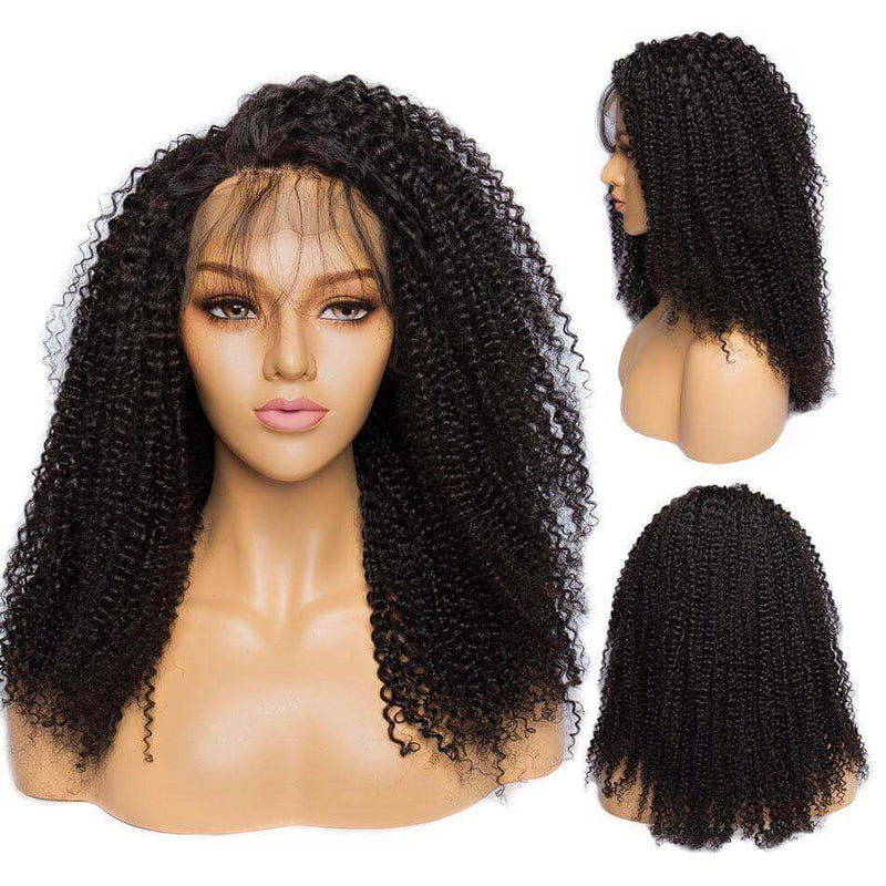 Afro Kinky Curly - Lace Front - Human Hair Wigs - lace front wigs color - natural looking wigs - brown wig