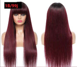 Burgundy Wigs - Wigs for Sale - Remy Hair - Human Hair Wigs - Brazilian Wigs - Long Wigs - Wigs with Bangs - High Quality Wigs - Straight Wigs