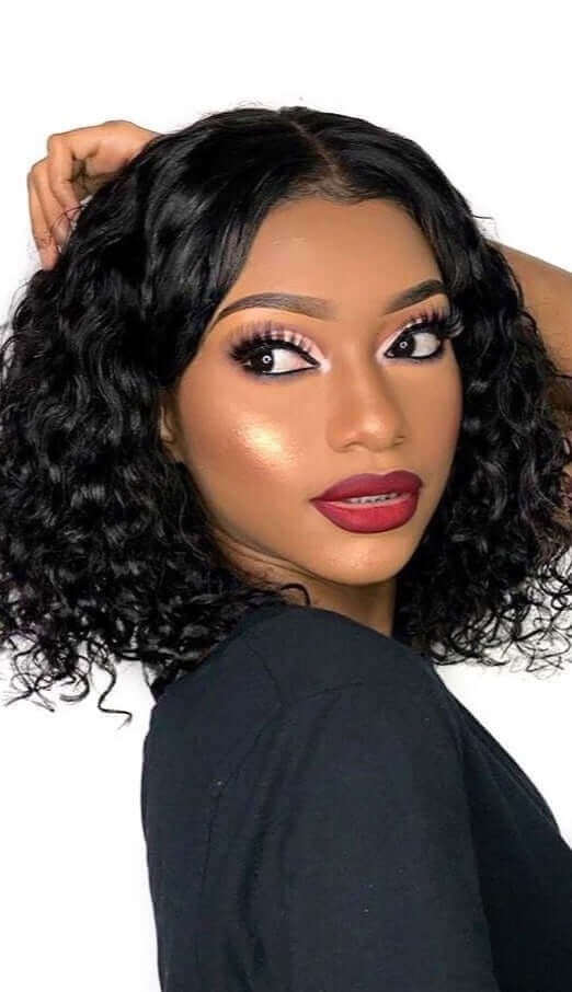 Short Bob Wig - Water Wave - High Quality - Wig for Sale - Remy Hair - Short Wig - Brazilian Hair - Best Human Hair Wig - Natural Black - Glueless