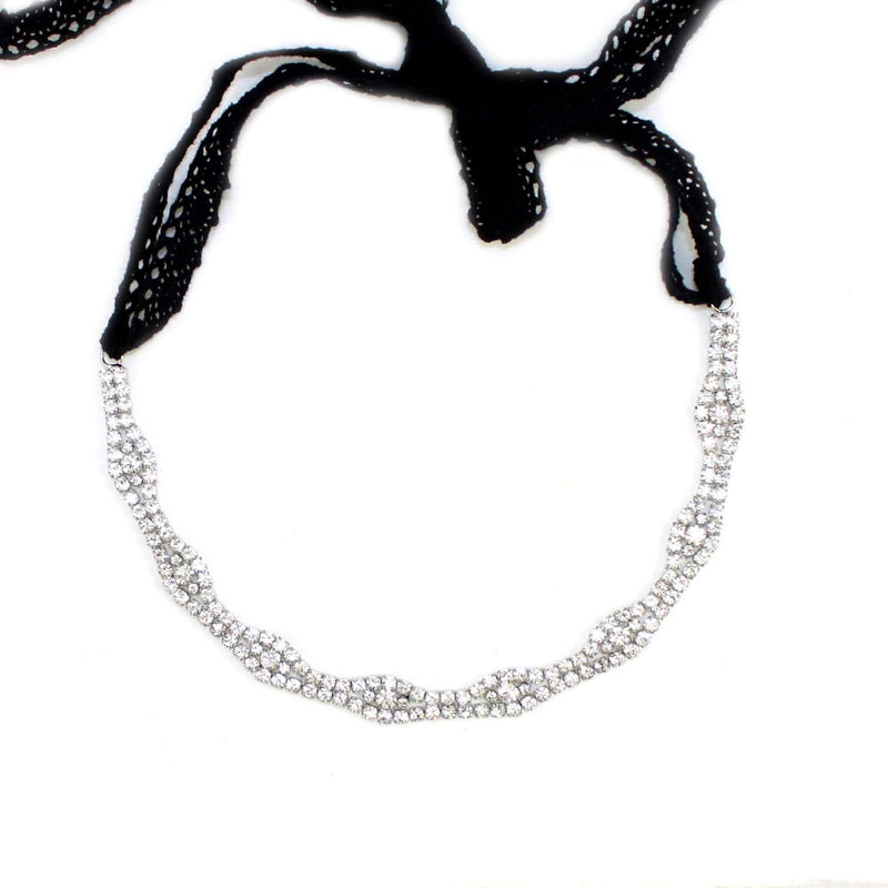 Headband - Crystals - High Quality - One Size - Silver Chain Headpiece - Rhinestones - Glitter - Silver Tone