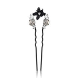 Floral Hair Comb - Swarovski Crystals - High Quality - One Size - Brass base - Rosette Flower Design - Black Color - Gold and Silver Color