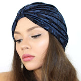 Turban - 100% Silk - High Quality - Velvet Burnout - Lightweight - Made in USA - One Size - Navy Color - Black Color - Berry Color